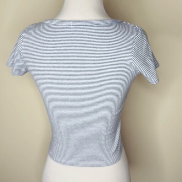 Brandy Melville Blue Striped Zelly Button Down Tee - Picture 4 of 6